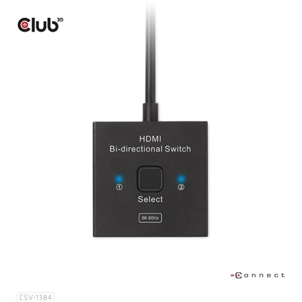 Club3D CSV-1384 (HDMI 2-az-1-ben, Kétirányú, 8K60Hz/4K120Hz, HDR, HDMI 2.1)