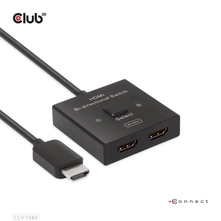 Club3D CSV-1384 (HDMI 2-az-1-ben, Kétirányú, 8K60Hz/4K120Hz, HDR, HDMI 2.1)
