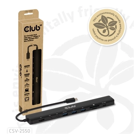 Club3D CSV-2550 (USB-C to 3xUSB-C, 3xUSB-A, RJ45, SD/MicroSD, 140W PD, HDMI, 8K30hz)