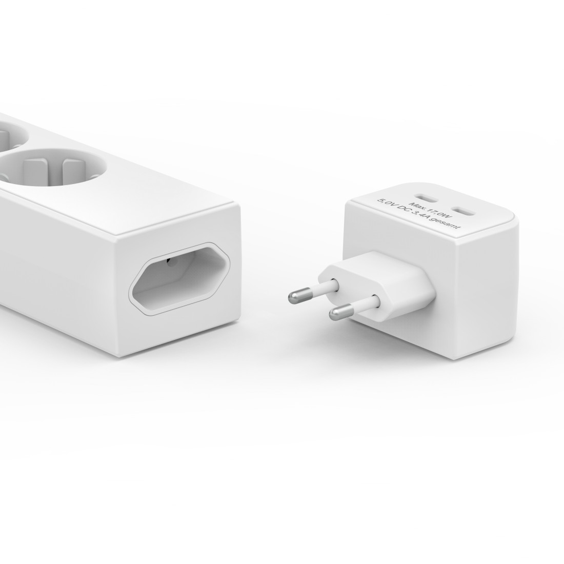 Hama Hálózati elosztó, 5 részes +2x USB-C, 17W, kapcasolható, 1,4m, fehér (223191)