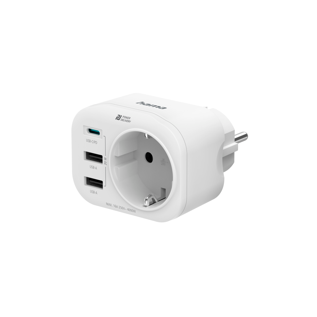 Hama Konnektor + töltőadapter 2 USB, 1 USB-C, 20W PD, FIP (223342)