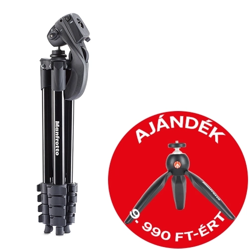 Manfrotto Compact Action alu állványszett hibrid fejjel, fekete (MKCOMPACTACN-BK)