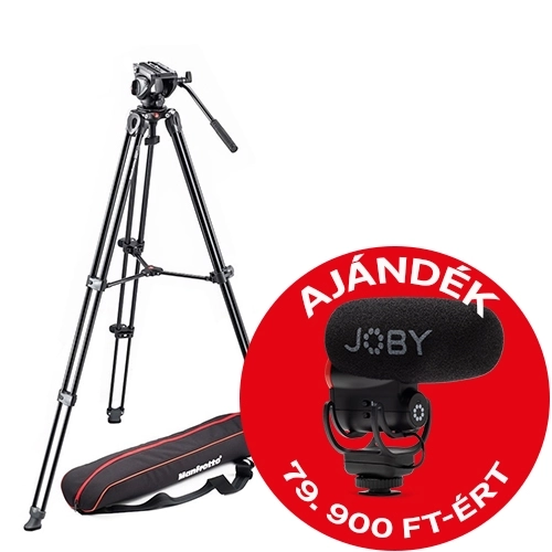 Manfrotto MVH500A fluid fej + MVT502AM alu állvány, ikerláb, középterp (MVK500AM)