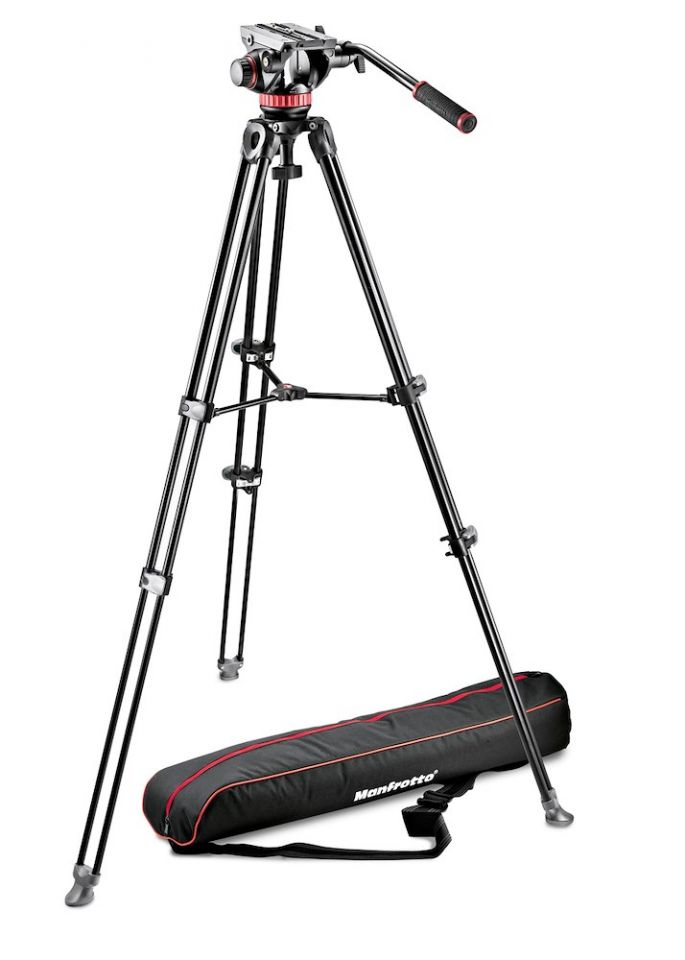 Manfrotto MVH502A fluid fej + MVT502AM alu állvány, ikerláb, középterp (MVK502AM-1)