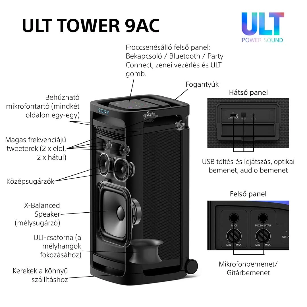 Sony SRS-ULT900 ULT Tower 9 party hangfal (SRSULT900AC.CEL)