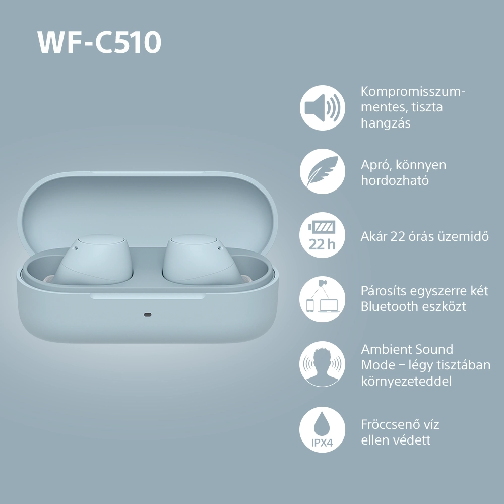 Sony WF-C510 vezeték nélküli fülhallgató (kék) (WFC510L.CE7)