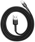 Baseus Cafule USB Type-A – iPhone, 2.4A gyorstöltő adatkábel, 1m, szürke/fekete (CALKLF-BG1)