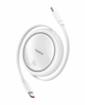 Baseus Free2Draw Mini USB Type-C, 100W gyorstöltő adatkábel, kihúzható, automata behúzó funkcióval, 1m, feh