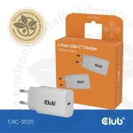 Club3D CAC-3020 (2db/csomag, 30W USB-C, PD3.0, túltöltés védelem, kicsi méret, fehér)