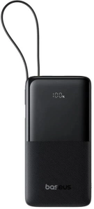 Baseus Bipow 2 gyorstöltő powerbank 10000 mAh, 20W display-el, beépített USB Type-C kábellel, fekete (P1007
