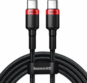 Baseus Cafule USB Type-C, 100W gyorstöltő adatkábel, 2m, fekete/piros (CATKLF-AL91)