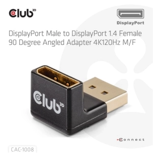 Club3D CAC-1008 (90° DisplayPort  1.4,  M/F, 4K120Hz, univerzális)