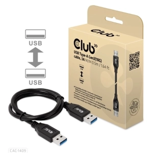Club3D CAC-1409 (USB-A Gen2, M/M, 10Gbps, 3A, 15W, 5V/3A, 0.5m)