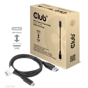 Club3D CAC-1523 (3.1 USB-C Gen 2 to 3.1 USB-A Gen 2, 10Gbps, 60W PD2.0, Bidirectional, 4K60Hz, M/M, 1m)