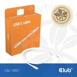 Club3D CAC-3001 (USB-C, PD 240W, 20Gbps, 4K60Hz, fehér, M/M, 2m)
