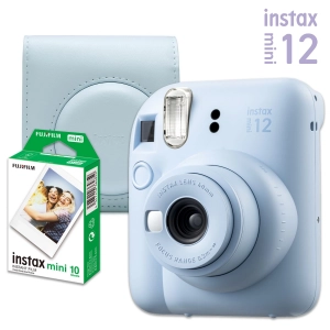 FUJIFILM Hungary Ltd. INSTAX MINI 12 PASTEL BLUE CSOMAG II. (Mini 12 + 10 db film + tok + kétoldalas matrica, díszdobozban