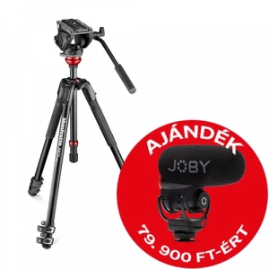 Manfrotto MVH500AH fluid fej lapos alappal + 190X alu video tripod (MVK500190XV)