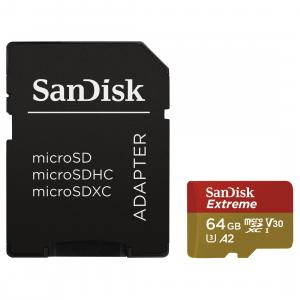 Sandisk microSDXC 64 GB Mobile Extreme memk. + adap., (olv.i seb.:170MB/s, & ír. seb.:80 MB/s), UHS-I, V30,