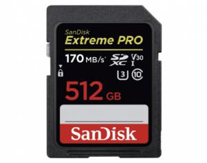 Sandisk SDXC 512 GB Extreme PRO  memk. (170MB/s olv. / 90MB/s ír. seb.) UHS-I, Class 10, U3, V32 (183533)