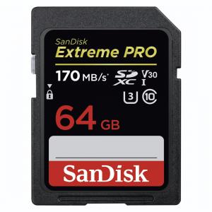 Sandisk SDXC 64 GB  Extreme PRO (200MB/s olv. / 90MB/s ír. Seb.) UHS-I, Class 10, U3, V30 (121595)